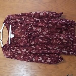 Motherhood Maternity Floral Sheer Blouse, Size L